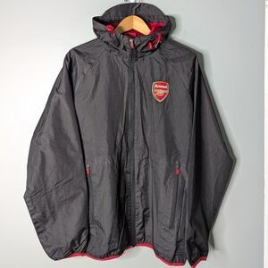 Official Arsenal Football Club Windbreaker Zip Up Visor Hood Jacket Size L